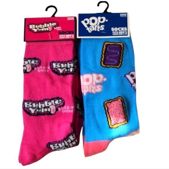 Bubble Gum and‎ Pastries Mens Novelty Crew Socks Size 6-12 - Picture 1 of 9